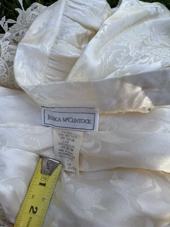 Jessica McClintock OffWhite Lace High-Neck Long Sleeve Wedding Top and Skirt Set - Picture 8 of 10